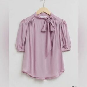 Chic Women's Blouse with Tie-Neck in Soft Pink